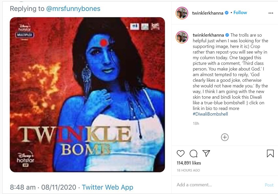 Twinkle Khanna has a typical Twinkle Khanna response for her morphed ‘Laxmii’ pic by trolls